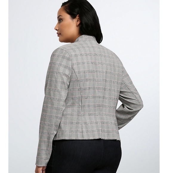 NWT PLAID OPEN FRONT BLAZER - Picture 2 of 6